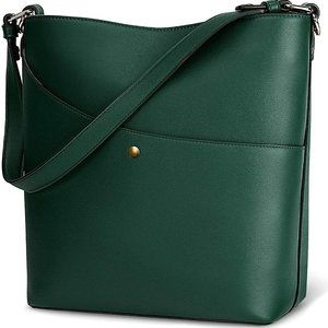 NEW Lisra Large Leather bucket bag, Dark Green
